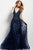 Jovani Cap Sleeve Jeweled Lace A-Line Gown - 1 pc Navy In Size 12 Available In Blue