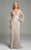 Lara Dresses - Long Sleeve V Neck Long Dress 33238 in Gray