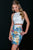 Two Piece Short Dress with Floral Skirt 42753