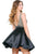 Jovani - Black Crystal Embellished V-Neck Cocktail Dress in Black 42760 in Black