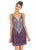 Ashley Lauren - 4276 Beaded Plunging V-neck Fringe Sheath Dress In Purple
