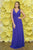 Alexia Designs - 4278 Plunging V-neck Chiffon Sheath Dress In Blue and Purple