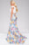 ovani - 42800A Off-Shoulder Striped Floral Long Gown in White and Multi-Color