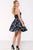 Two Piece Beaded Short Dress with Printed Skirt 42809