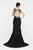 Saboroma - 4280 Beaded Scallop Cutout High Slit Gown In Black