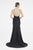 Saboroma - 4282 Halter Neck Trumpet Dress With Train In Black