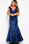41511 Floral Embroidered Cap Sleeves Mermaid Gown