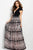 42864 Plunging V-neck Printed A-line Dress