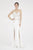 Saboroma - 4289 Sheer Lace Paneled Double High Slit Gown In White