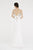 Saboroma - 4289 Sheer Lace Paneled Double High Slit Gown In White