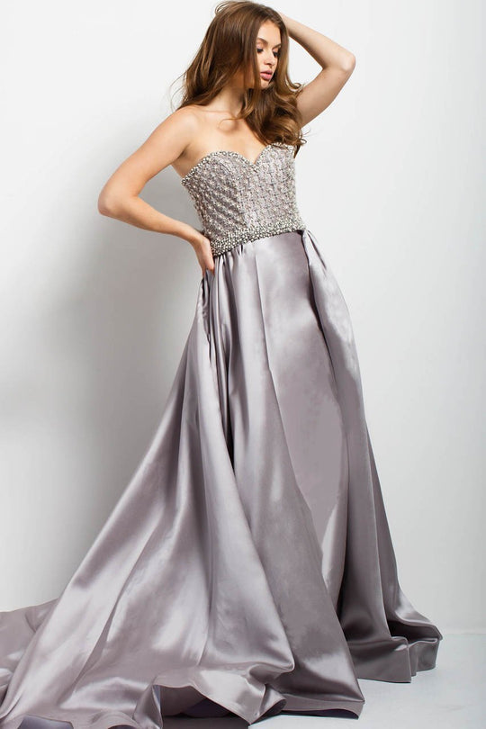 42919 Strapless Beaded Gown with Overskirt