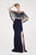 Saboroma - 4296 Sweetheart Neck Mermaid Gown with Embellished Capelet In Blue