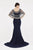 Saboroma - 4296 Sweetheart Neck Mermaid Gown with Embellished Capelet In Blue