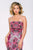42970 Strapless Multicolored Print Long Dress