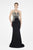 Saboroma - 4297 Swirl Embroidery Appliqued Illusion Mermaid Gown In Black