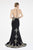 Saboroma - 4297 Swirl Embroidery Appliqued Illusion Mermaid Gown In Black