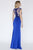 Jolene Collection - 18096L Beaded Lace Illusion Bateau Sheath Dress In Blue