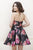 Jolene Collection - 17540 Strapless Floral Short Party Dress In Black and Multi-Color