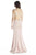 Jolene Collection - 17060 Plunging V Neck Cut Out Trumpet Gown In Pink and Neutral