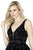 Jolene Collection - 17522 Deep V-neck Mikado Short Dress In Black