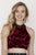 Jolene Collection - 18072 Crystal Ornate High Neck Floral A-Line Gown In Red and Black