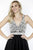 Jolene Collection - 17588 V-Neck Encrusted Skater Dress In Black