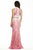 Jolene Collection - 17007 Beaded Lace Halter Dress In Pink and White
