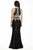 Jolene Collection - 17006 Lace Halter Sheath Dress In Black and Silver
