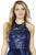 Jolene Collection - 17526 Illusion Halter Sequined Lace Dress In Blue