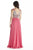 Jolene Collection - 17028 Crystal Flourished V-Neck Gown In Pink