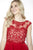 Jolene Collection - 17509 Beaded Sheer Chiffon Cocktail Dress In Red and Neutral