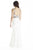 Jolene Collection - 17024 Bejeweled Plunging V-Neck Gown In White and Pink