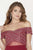 Jolene Collection - 18317 Off-Shoulder Beaded Sheath Gown In Red