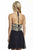 Jolene Collection - 16538 Beaded Halter Neck Cocktail Dress In Blue and Gold