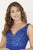 Jolene Collection - 18033 Plunging V-Neck Bead-Crusted Chiffon Gown In Blue