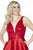 Jolene Collection - 17545 Embroidered Deep V-neck A-line Dress In Red