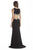 Jolene Collection - 17021 Beaded Illusion Bateau Dress In Black and Green