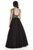 Jolene Collection - 17051 Geo-Beaded Illusion Long Gown In Black and Silver