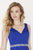 Jolene Collection - 18035 Fitted V-Neck Pleated A-Line Gown In Blue