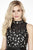 Jolene Collection - 17524 High Neckline Swirl Illusion Cocktail Dress In Black and Neutral