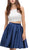 Eureka Fashion - 4300 Two Piece Lace Satin A-line Dress In White and Blue