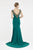 Saboroma - 4304 Sheer Beaded Bateau Neck V Back Mermaid Gown In Green