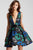 43097 Sleeveless Plunging Floral Cocktail Dress