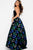 43098 Beaded Deep Sweetheart Floral Print Evening Dress