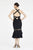 Saboroma - 4312 Crisscross Back Ruffled Hem Tea Length Dress In Black