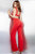 Jovani - 37007 Classic Plunging V-Neck Cutout Jumpsuit - 1 Pc Red in Size 6 Available