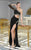 Alyce Paris - Asymmetrical Single Sheer Sleeve Cut Out Bejeweled Evening Dress 2288 In Black
