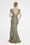 Saboroma - 4330 Two Tone Deep V-neck Trumpet Dress In Gold