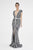 Saboroma - 4330 Two Tone Deep V-neck Trumpet Dress In Silver and Gold
