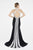 Saboroma - 4332 Striped Halter Trumpet Dress In Black